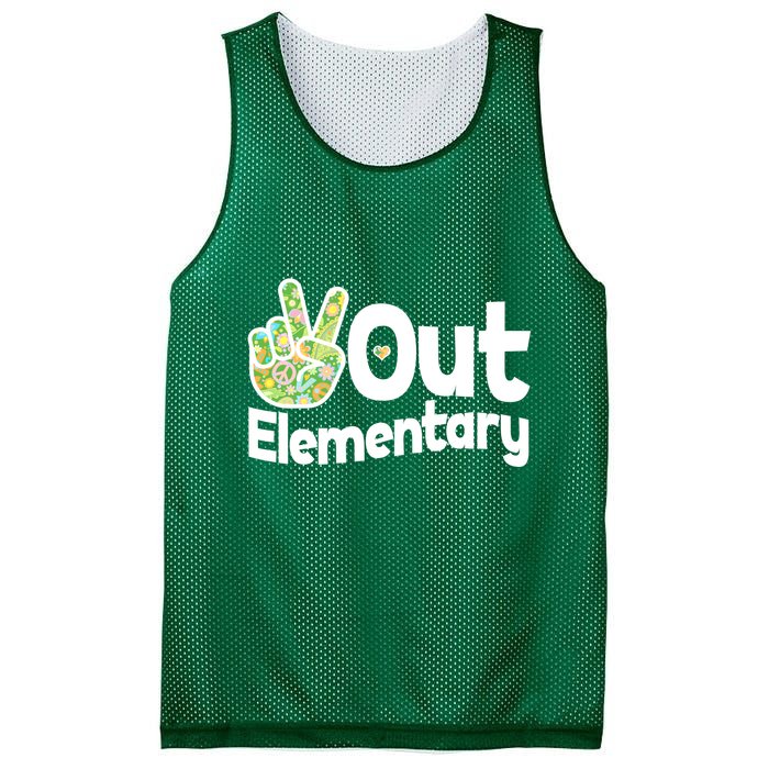 Retro Peace Out Elementary  Mesh Reversible Basketball Jersey Tank