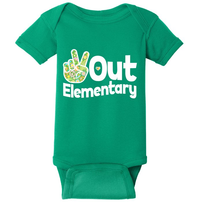 Retro Peace Out Elementary  Baby Bodysuit