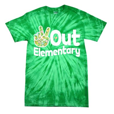 Retro Peace Out Elementary  Tie-Dye T-Shirt