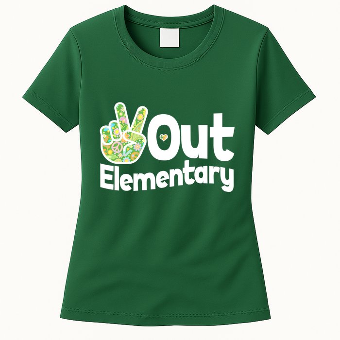 Retro Peace Out Elementary  Womens T-Shirt