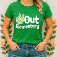 Retro Peace Out Elementary  Womens T-Shirt