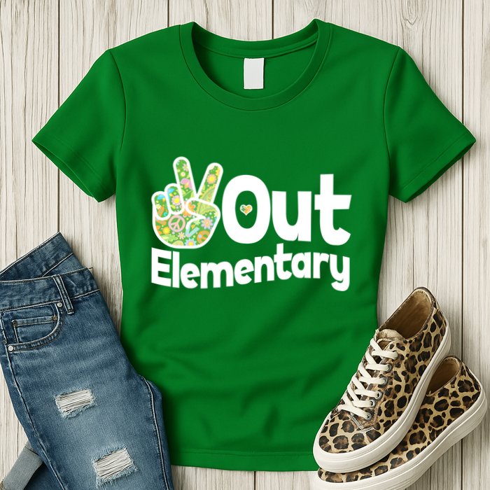 Retro Peace Out Elementary  Womens T-Shirt