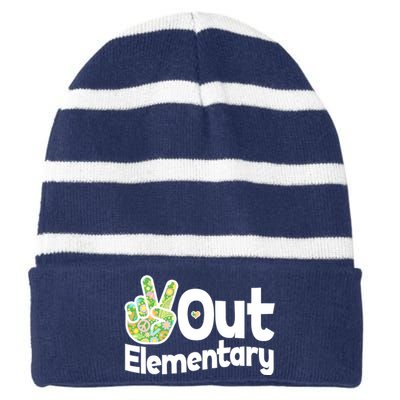 Retro Peace Out Elementary  Striped Beanie with Solid Band