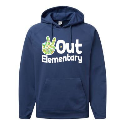 Retro Peace Out Elementary  Performance Fleece Hoodie