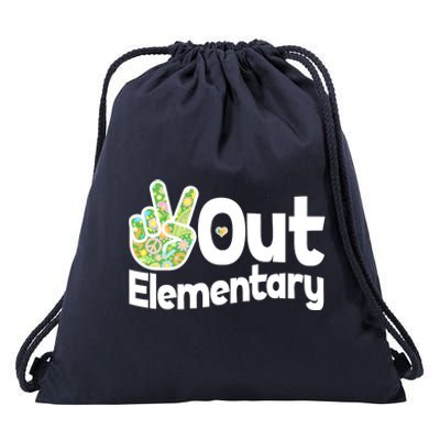 Retro Peace Out Elementary  Drawstring Bag