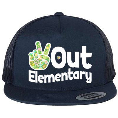 Retro Peace Out Elementary  Flat Bill Trucker Hat