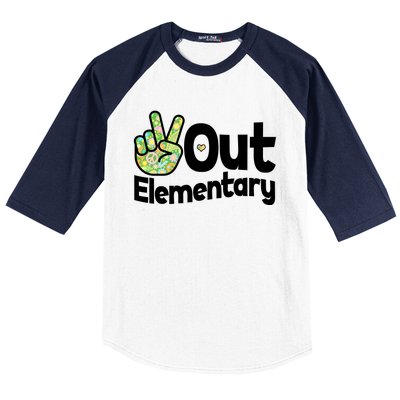 Retro Peace Out Elementary  Baseball Sleeve Shirt