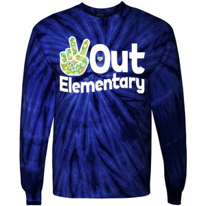 Retro Peace Out Elementary  Tie-Dye Long Sleeve Shirt