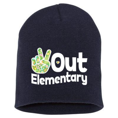 Retro Peace Out Elementary  Short Acrylic Beanie