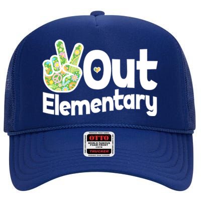 Retro Peace Out Elementary  High Crown Mesh Back Trucker Hat