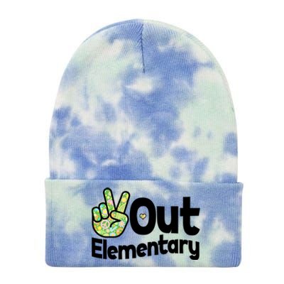 Retro Peace Out Elementary  Tie Dye 12in Knit Beanie