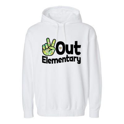 Retro Peace Out Elementary  Garment-Dyed Fleece Hoodie