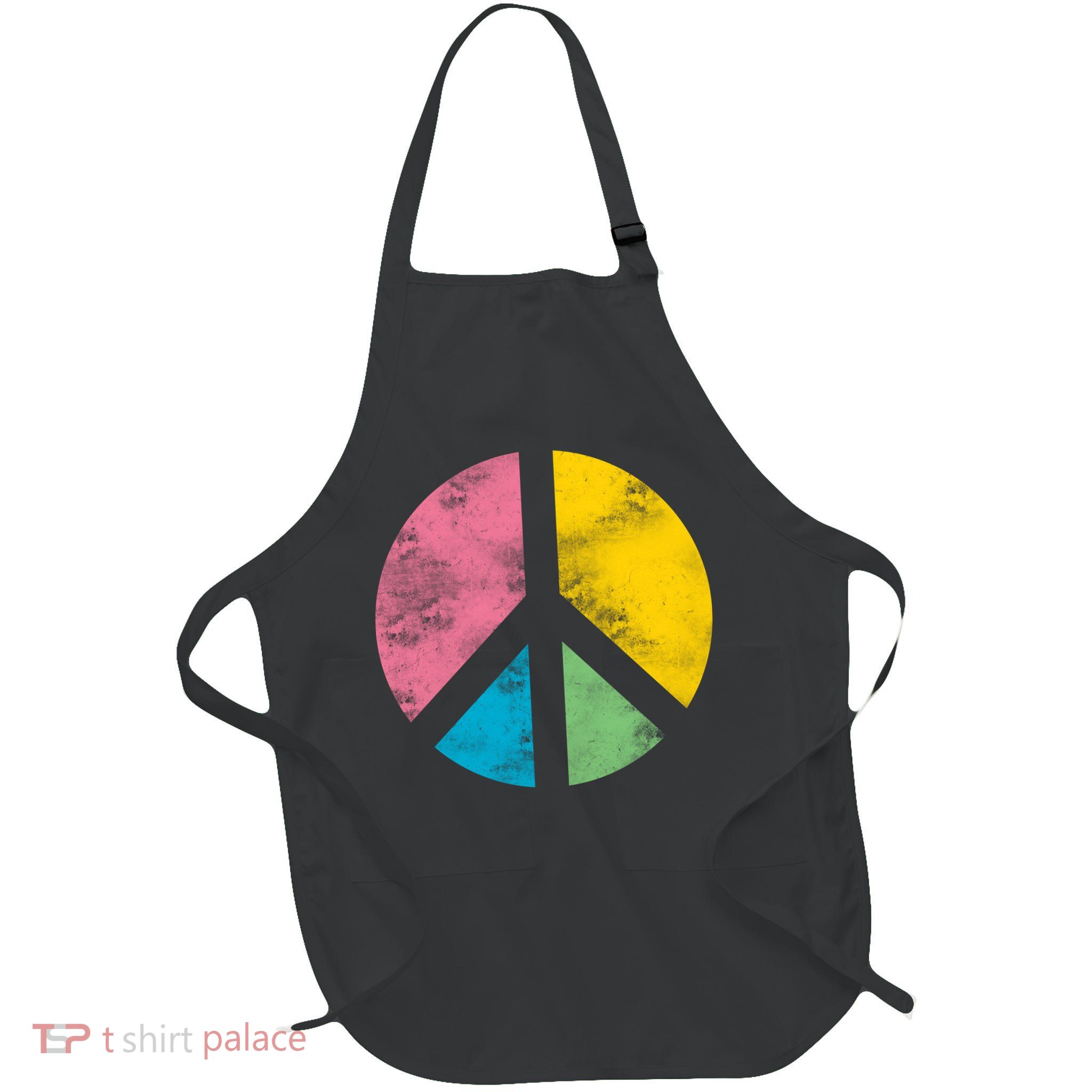 Retro Peace Sign Full-Length Apron With Pockets