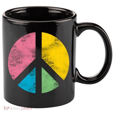 Retro Peace Sign 11oz C Handle Ceramic Mug