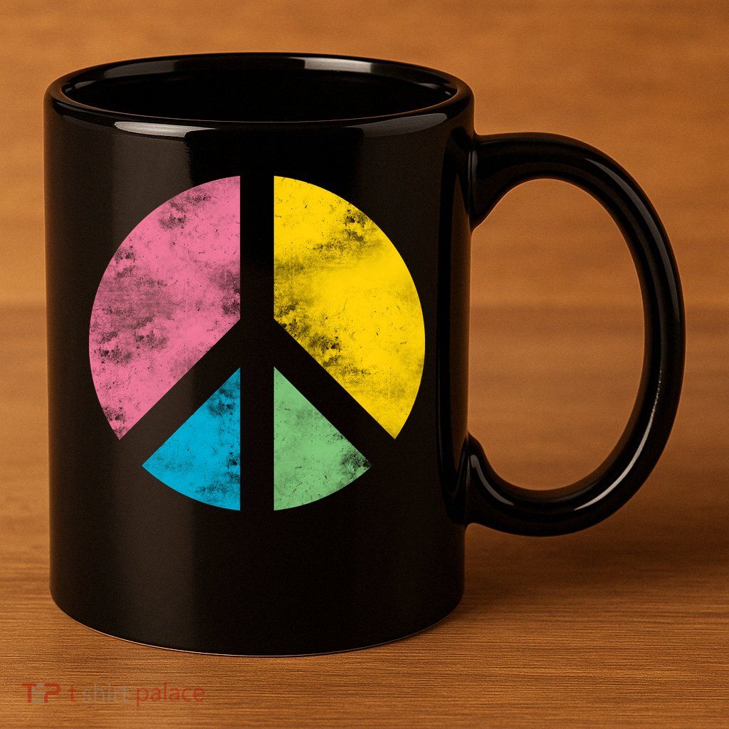 Retro Peace Sign 11oz C Handle Ceramic Mug