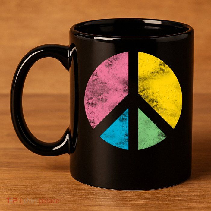 Retro Peace Sign 11oz C Handle Ceramic Mug