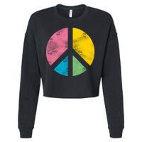 Retro Peace Sign Cropped Pullover Crew