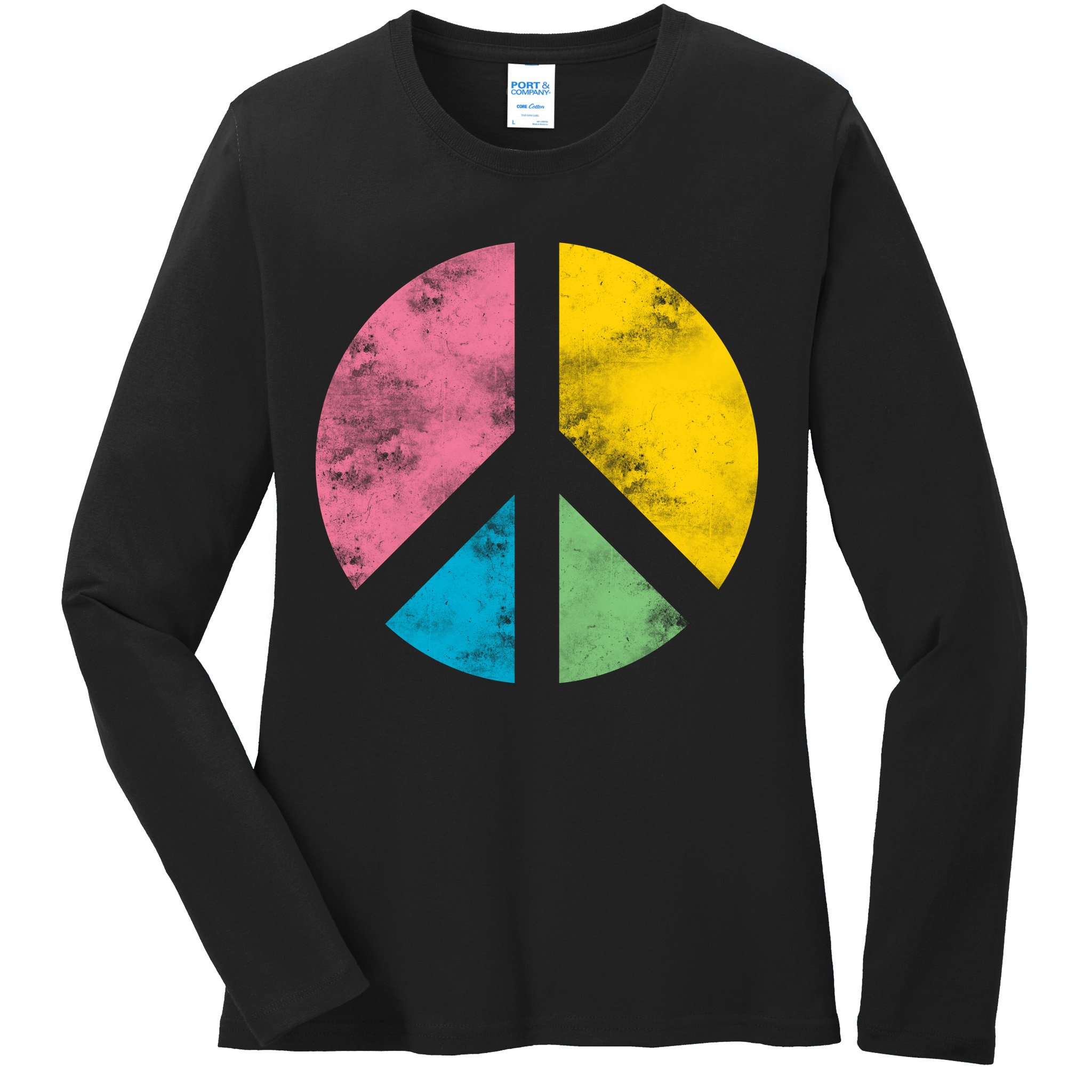 Retro Peace Sign Ladies Long Sleeve Shirt