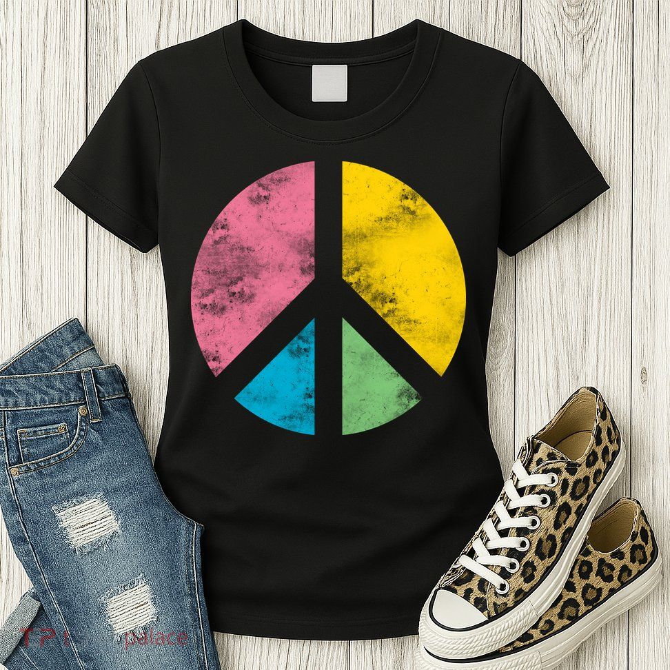 Retro Peace Sign Womens T-Shirt