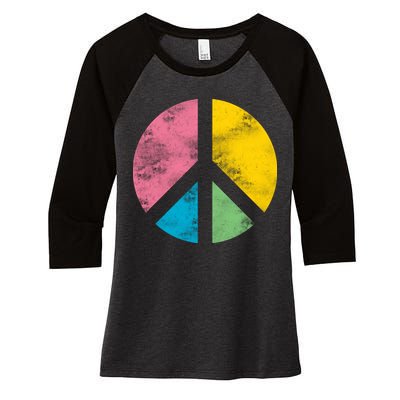 Retro Peace Sign Women's Tri-Blend 3/4-Sleeve Raglan Shirt