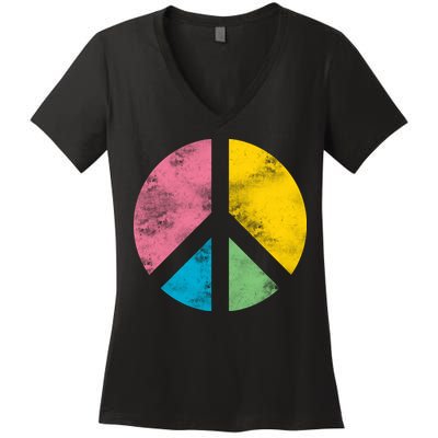 Retro Peace Sign Women's V-Neck T-Shirt