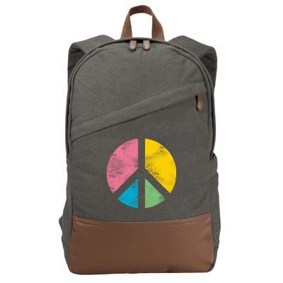 Retro Peace Sign Cotton Canvas Backpack