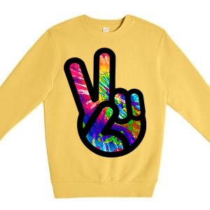 Retro Peace Sign Hand Premium Crewneck Sweatshirt