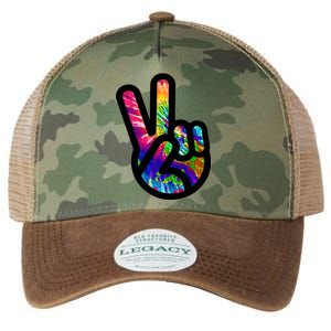 Retro Peace Sign Hand Legacy Tie Dye Trucker Hat