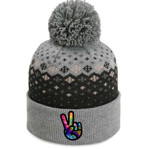 Retro Peace Sign Hand The Baniff Cuffed Pom Beanie