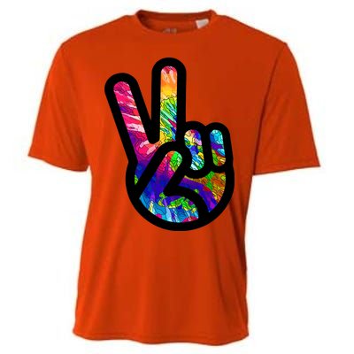 Retro Peace Sign Hand Cooling Performance Crew T-Shirt