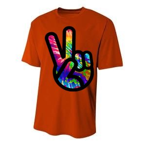 Retro Peace Sign Hand Performance Sprint T-Shirt