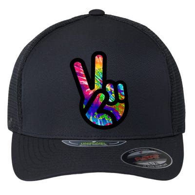 Retro Peace Sign Hand Flexfit Unipanel Trucker Cap