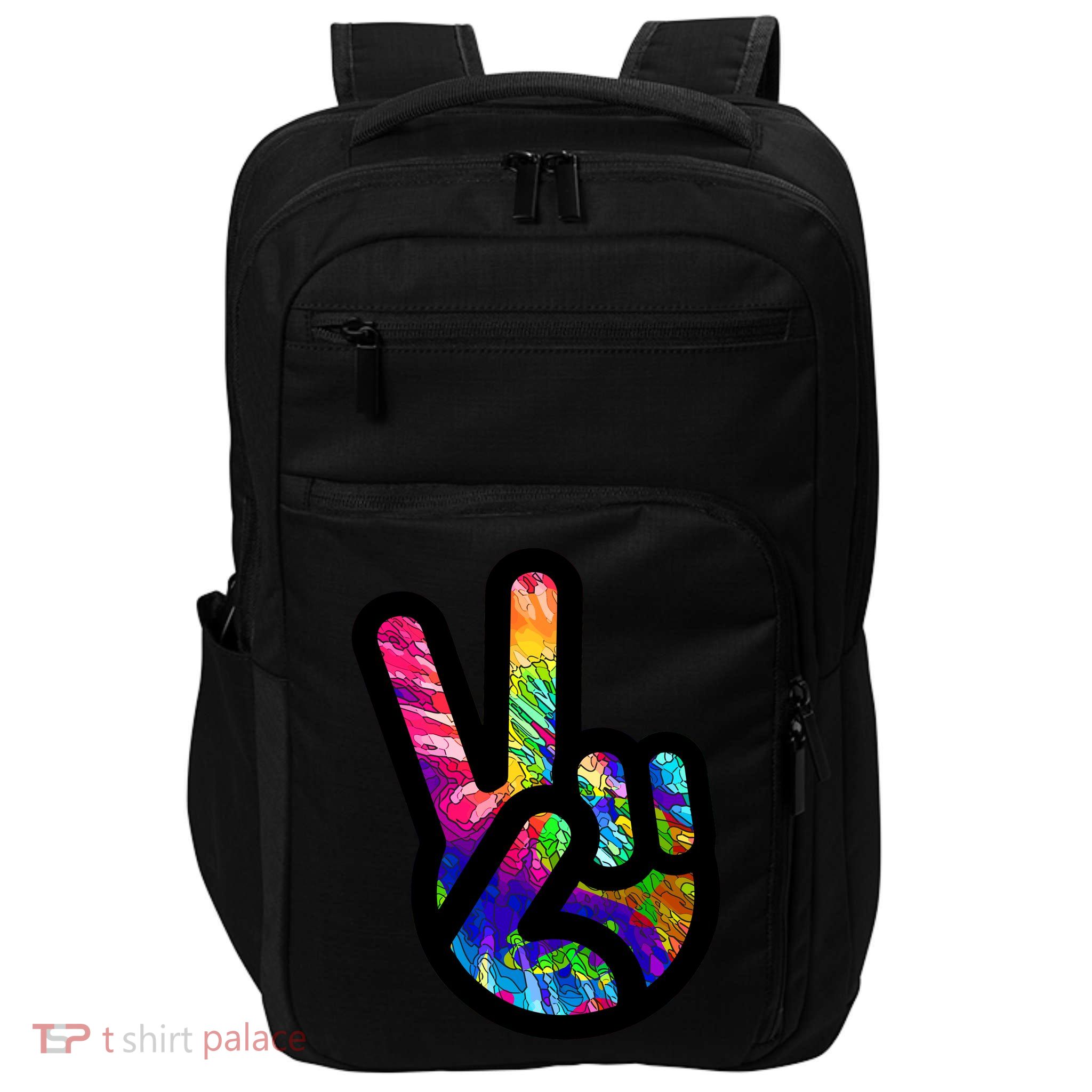 Retro Peace Sign Hand Impact Tech Backpack