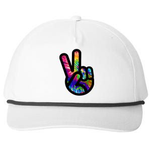 Retro Peace Sign Hand Snapback Five-Panel Rope Hat