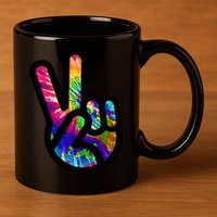 Retro Peace Sign Hand 11oz C Handle Ceramic Mug