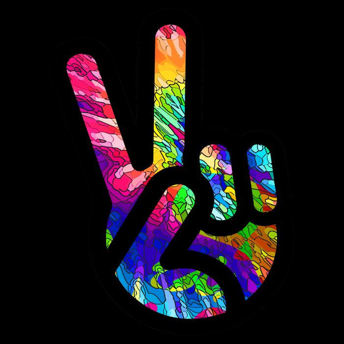 Retro Peace Sign Hand Drawstring Bag