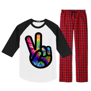 Retro Peace Sign Hand Raglan Sleeve Pajama Set