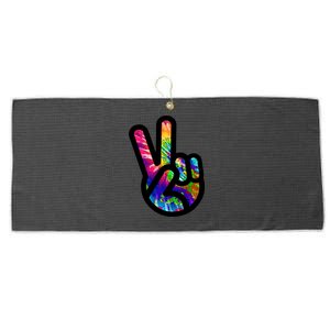 Retro Peace Sign Hand Large Microfiber Waffle Golf Towel