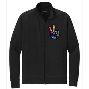 Retro Peace Sign Hand Stretch Full-Zip Cadet Jacket