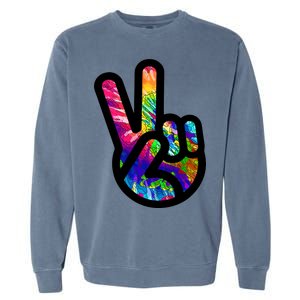 Retro Peace Sign Hand Garment-Dyed Sweatshirt