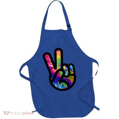 Retro Peace Sign Hand Full-Length Apron With Pockets