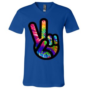 Retro Peace Sign Hand V-Neck T-Shirt