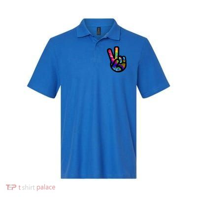 Retro Peace Sign Hand Softstyle Adult Sport Polo
