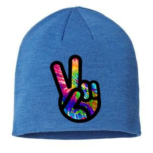 Retro Peace Sign Hand Sustainable Beanie