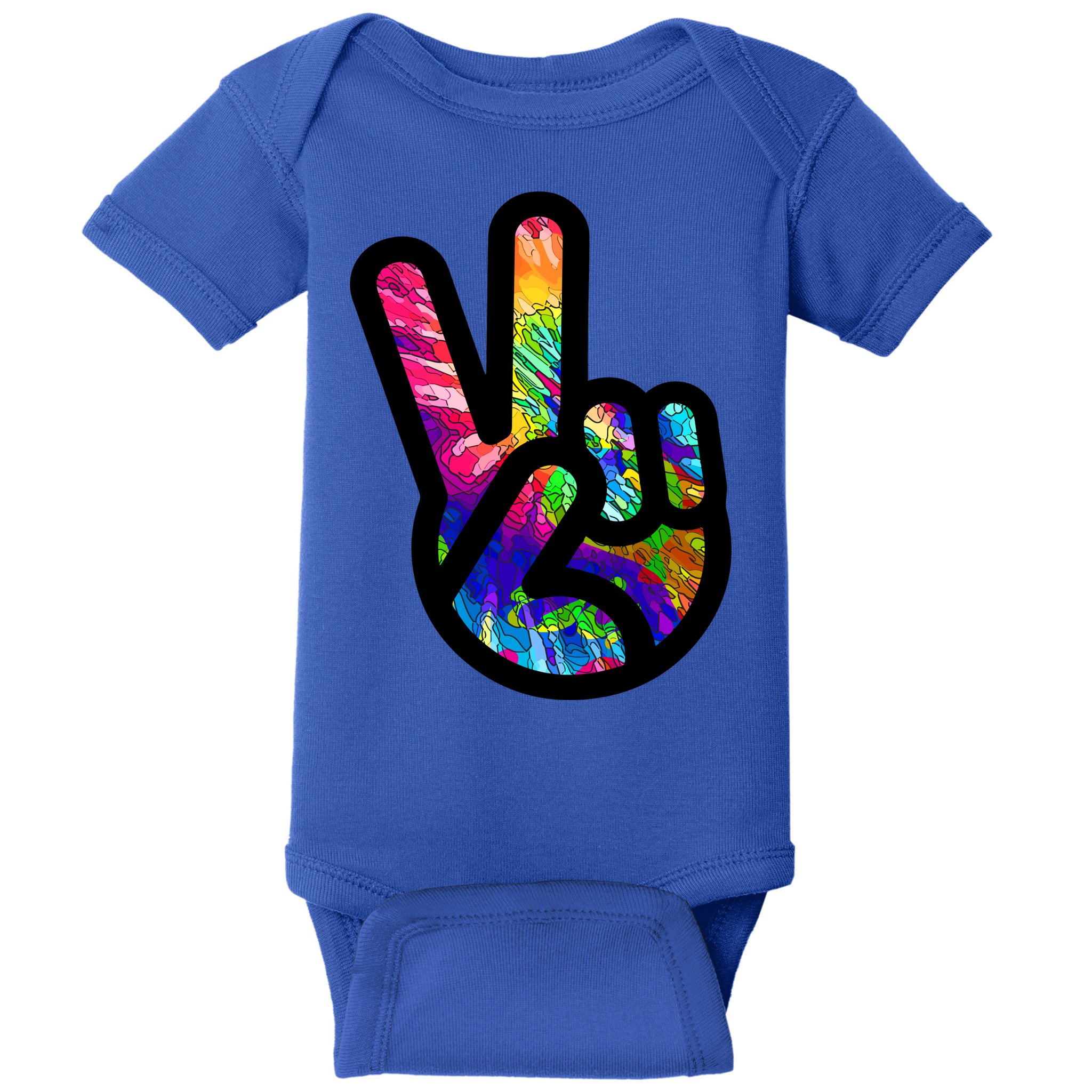 Retro Peace Sign Hand Baby Bodysuit