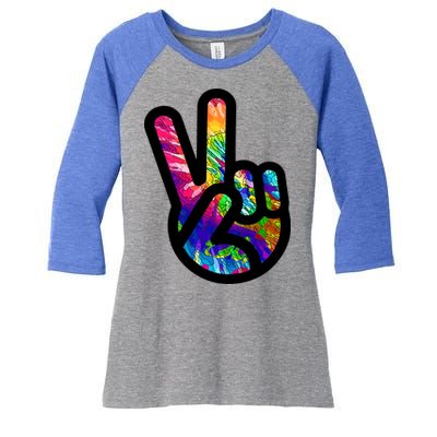 Retro Peace Sign Hand Women's Tri-Blend 3/4-Sleeve Raglan Shirt