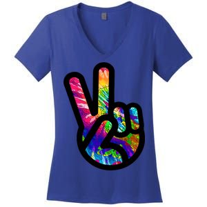 Retro Peace Sign Hand Women's V-Neck T-Shirt