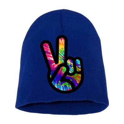 Retro Peace Sign Hand Short Acrylic Beanie