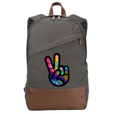 Retro Peace Sign Hand Cotton Canvas Backpack