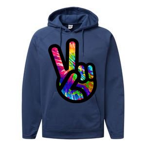 Retro Peace Sign Hand Performance Fleece Hoodie